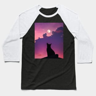 Cat Watching the Sunset Baseball T-Shirt